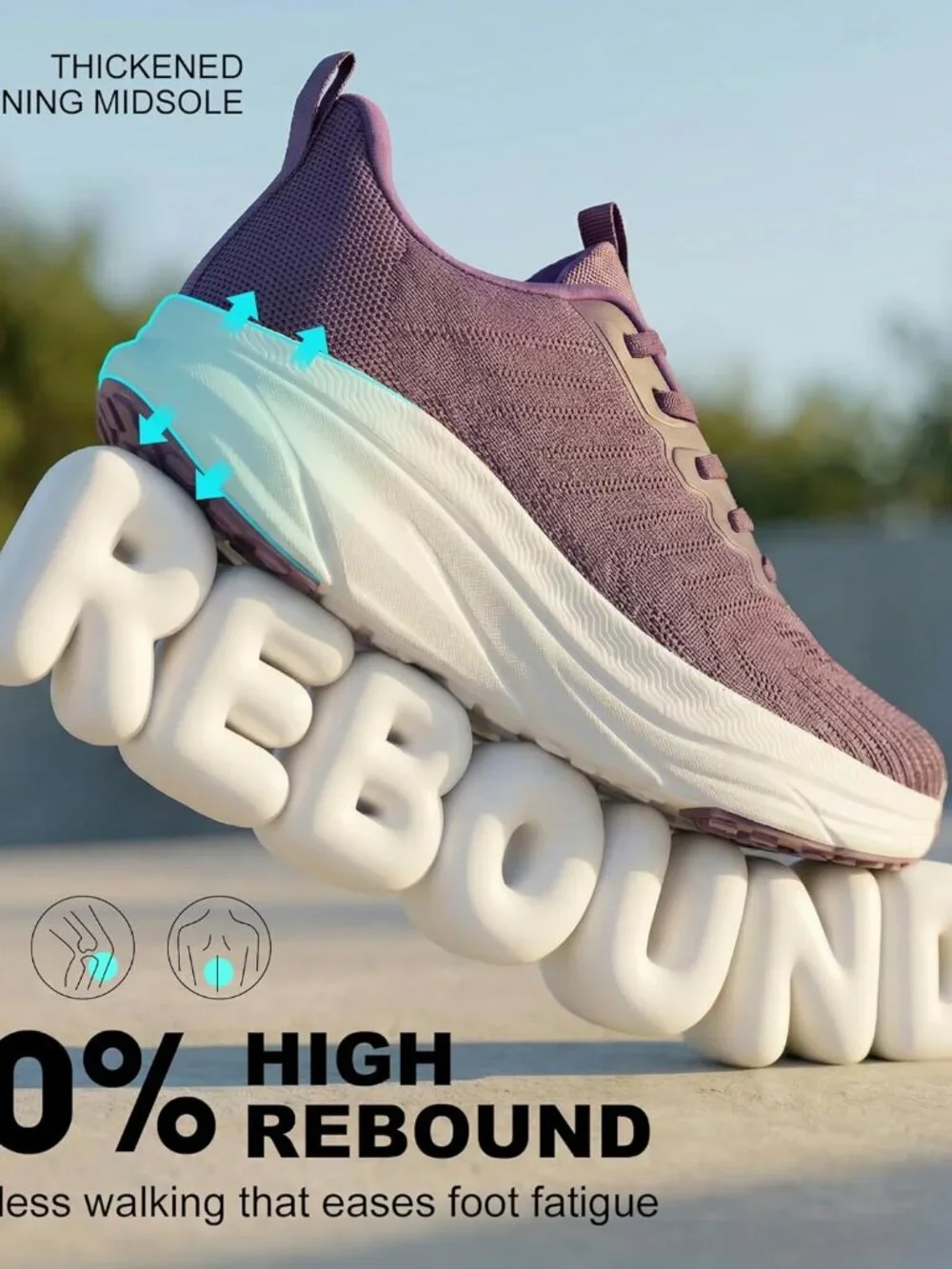 Women's Purple Walking Shoes Non-Slip Breathable Mesh Athletic Sneakers